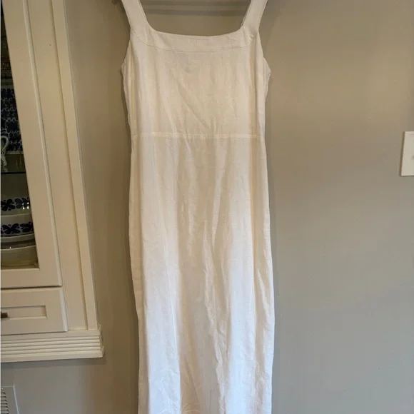Abercrombie and Fitch Stretch Linen Blend White dress size large - Picture 5 of 11